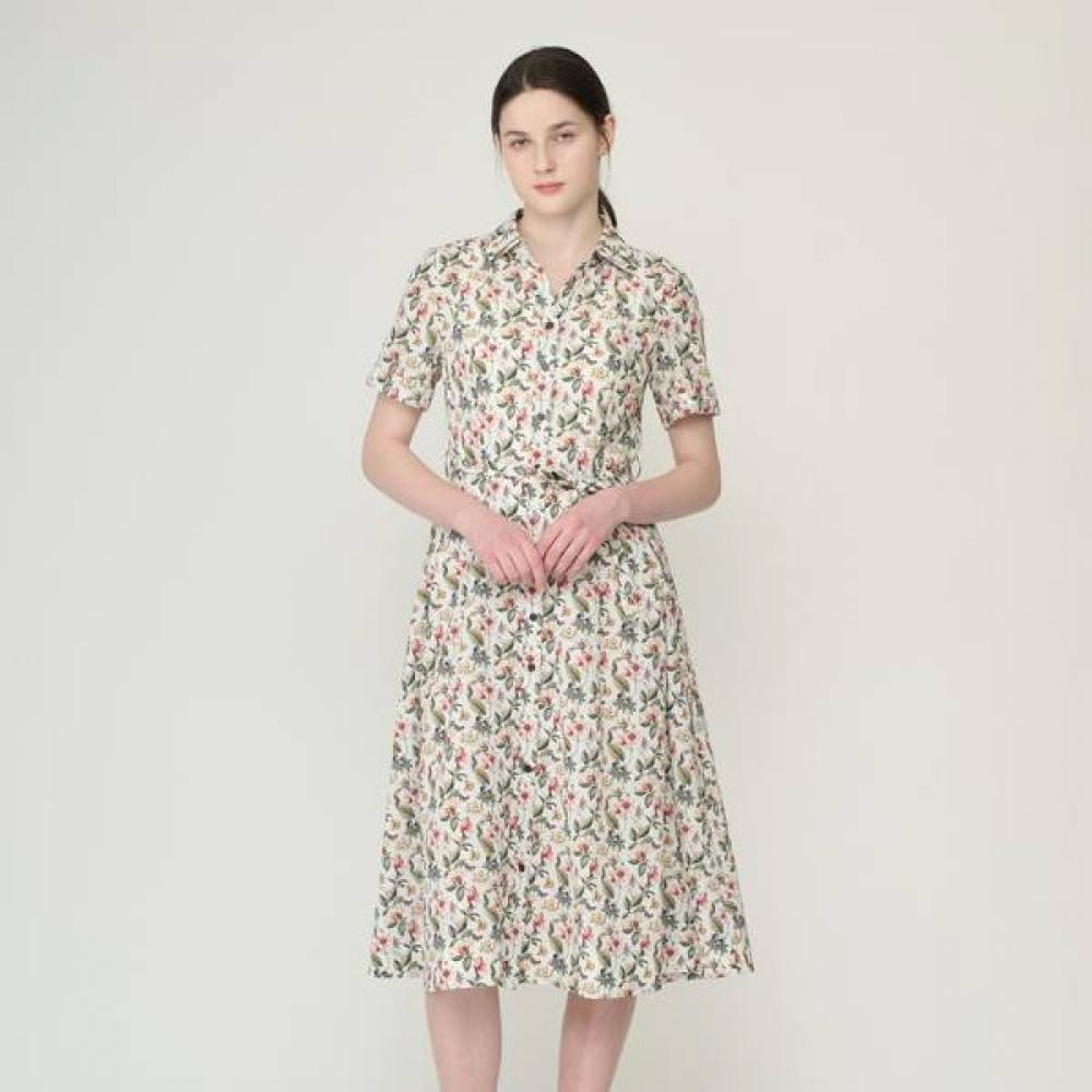 Bcbg Belted Floral Open Neck Dress B6m5o691