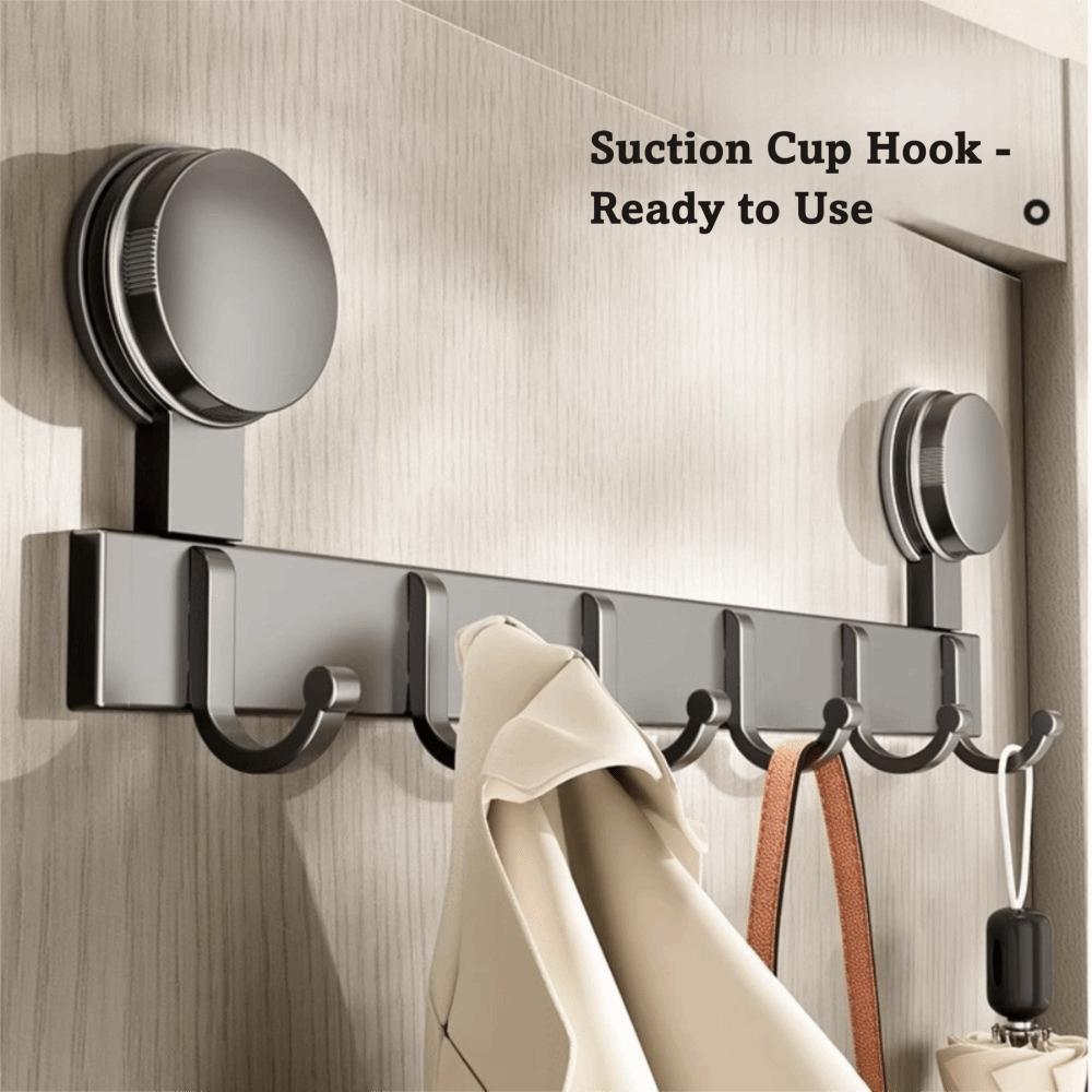 Punch Free Suction Cup Hooks Aluminum Alloy Bathroom Clothes Hooks Creative Towel Key Hangers  Door