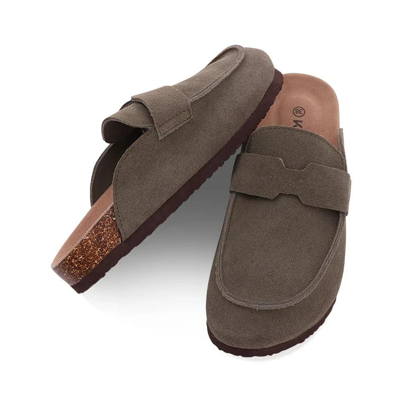 Smile PoP Cork Suede Clogs Тапочки для женщин и мужчин Clogs Обувь Классические пробковые противоскользящие уличные тапочки с поддержкой свода стопы Мюли
