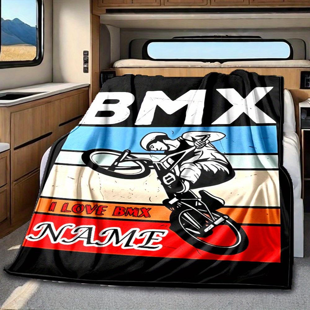 Bmx Rider Graphic Blanketcustomize Your Name Lightweight Comfortable And Stylish Blanket For Travel Bed Home Chair Office Sofa And Camping All Season