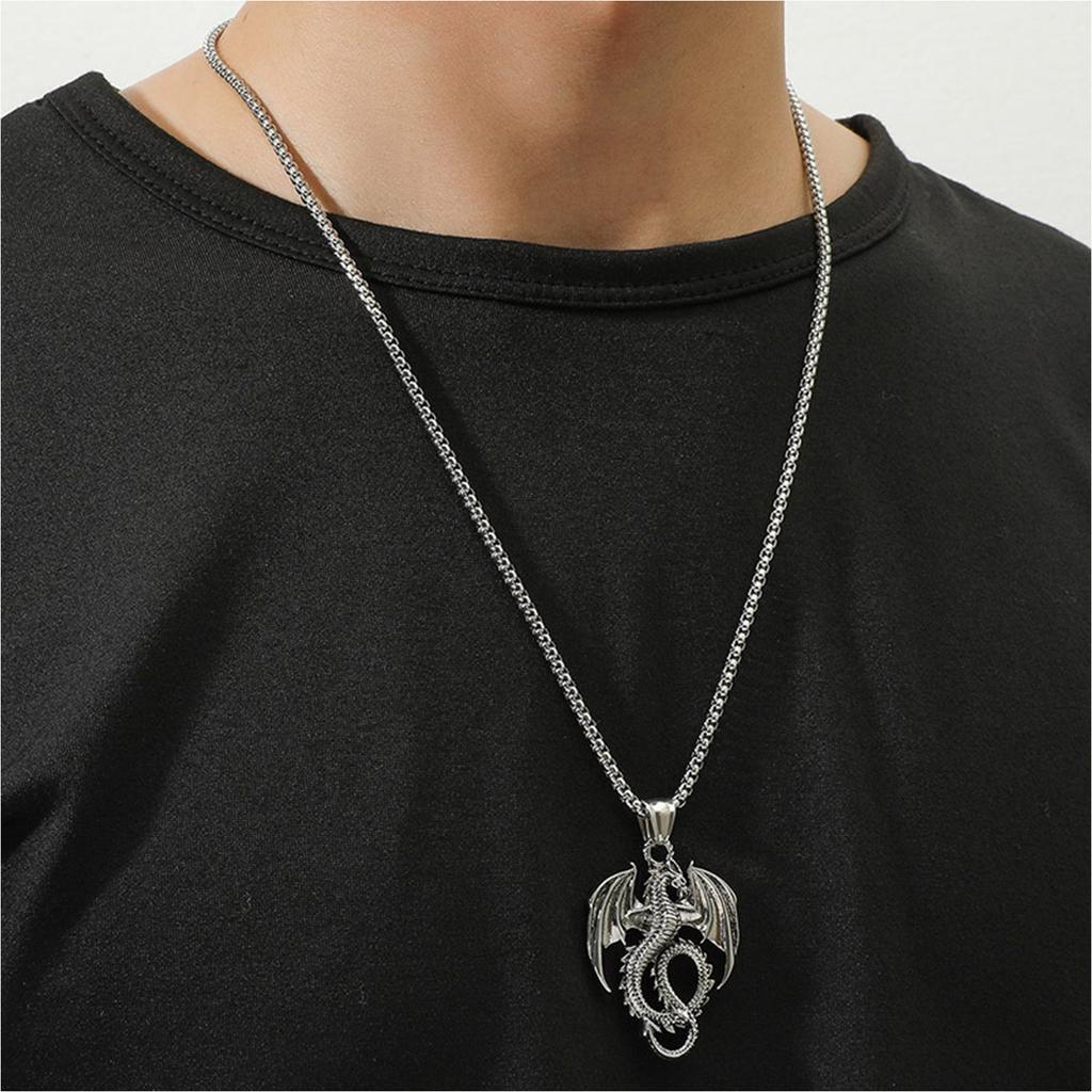 Hip Hop Style Necklace, Men's Personalized Titanium Steel Pendant Necklace, Retro Trendy Men's Jewelry