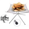 Portable Folding Firepit with Stainless Steel Grill Mesh Easy Setup Collapsible Outdoor Camping Picnic BBQ Grill Wood Burning Charcoal