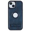 For iPhone 14 Magnetic Case Leather Phone Back Cover Waxy Texture Kickstand
