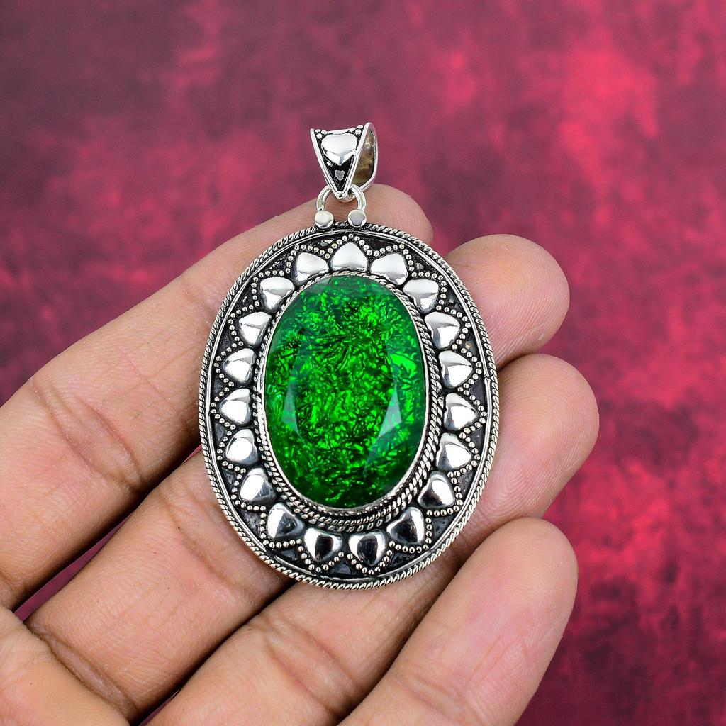 Зеленый австралийский двойной опал 925 цельный серебряный кулон, ювелирные изделия с подвеской из драгоценного камня ручной работы, подарки для жены, абсолютно новый кулон