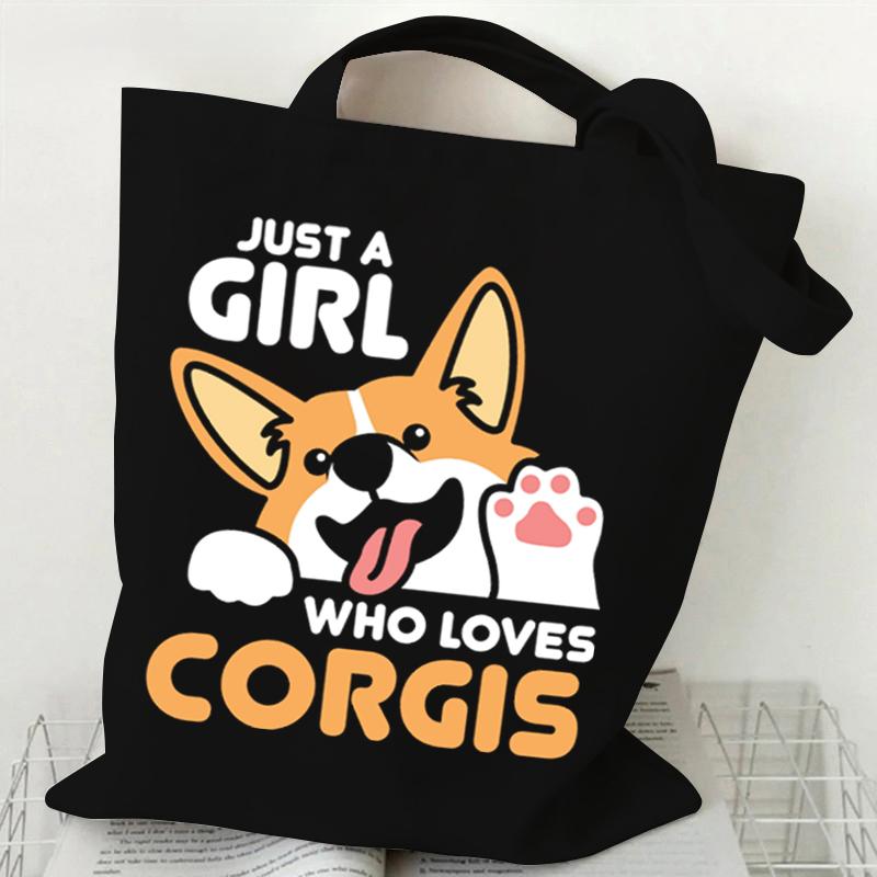 Сумка-тоут Loves Corgis Print Canvas Tote женская сумка для покупок подростковая складная большая вместительная сумка Corgis Lover через плечо