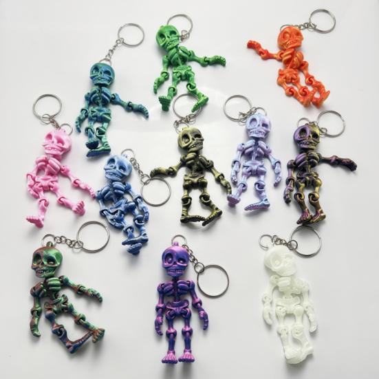 Skeleton Man Keychain Pendant 3D Printed Lightweight Jointed Key Holder Portable Car Key Toy Bag Accessory
