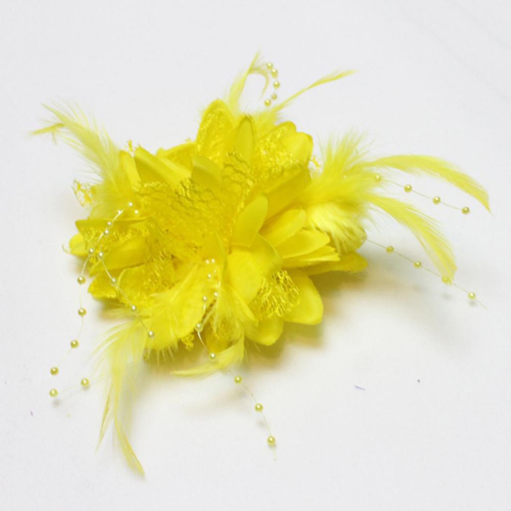 Женщины цветок перо корсаж резинка для волос булавка заколка для волос головные уборы вечерние декор подарок декор для волос