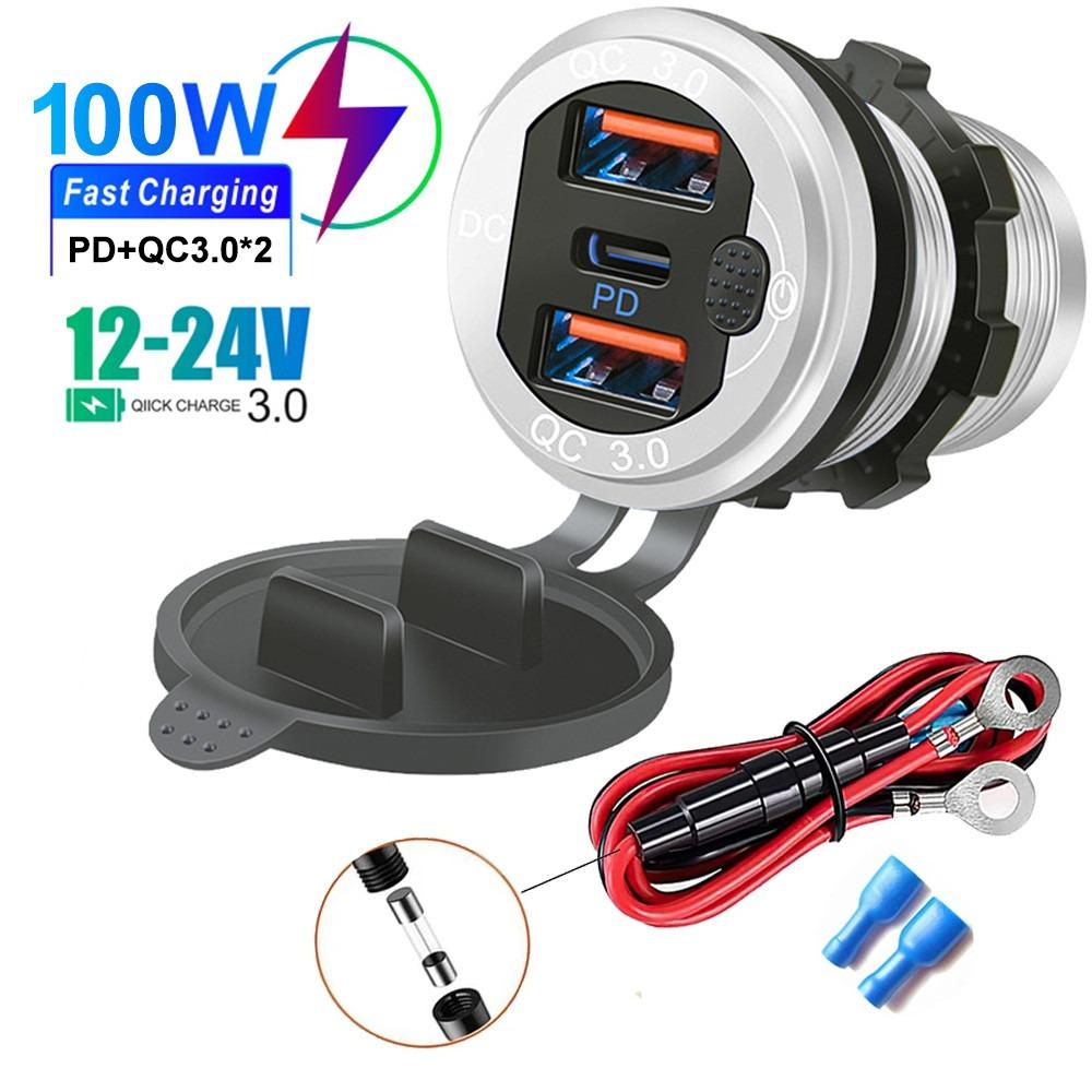 Автомобильное зарядное устройство PD из алюминиевого сплава мощностью 115 Вт - QC3.0 и Type-C, водонепроницаемость IP66, премиальный металлический дизайн