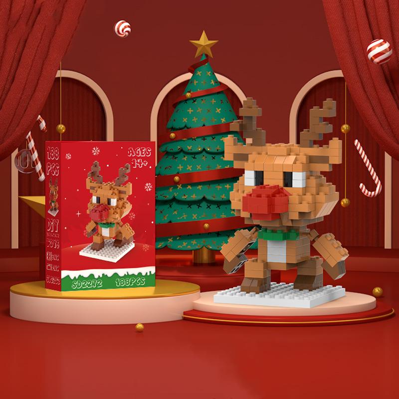 Рождественская серия строительных блоков из частиц алмаза, развивающие игрушки для сборки, рождественские елки, Санта-Клаус, маленькие украшения