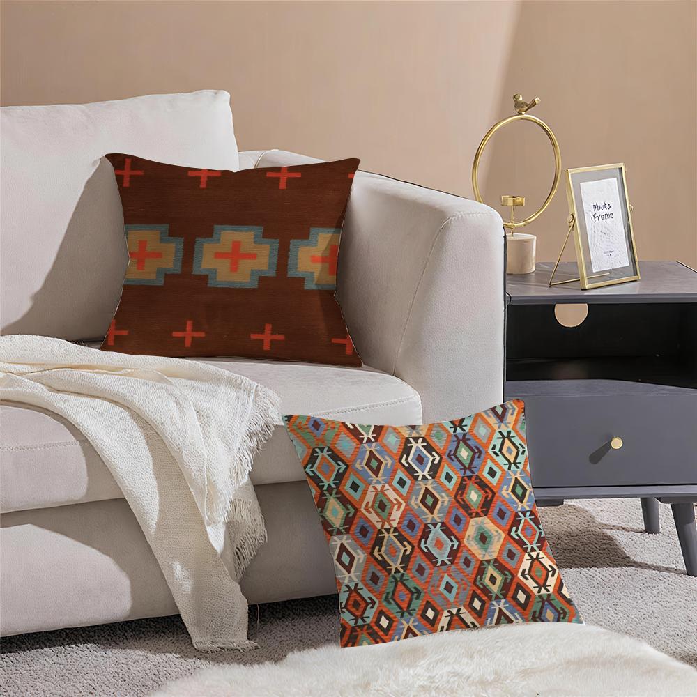 Vintage Turkish Kilim Navaho Tribal Textile Art Cushion Cover Throw Pillow Cover Hidden Button Durable Polyester Chair Cushion