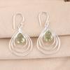 Natural Green Amethyst Gemstone 925 Sterling Silver Handcrafted Earrings 1.80" EE-31-38