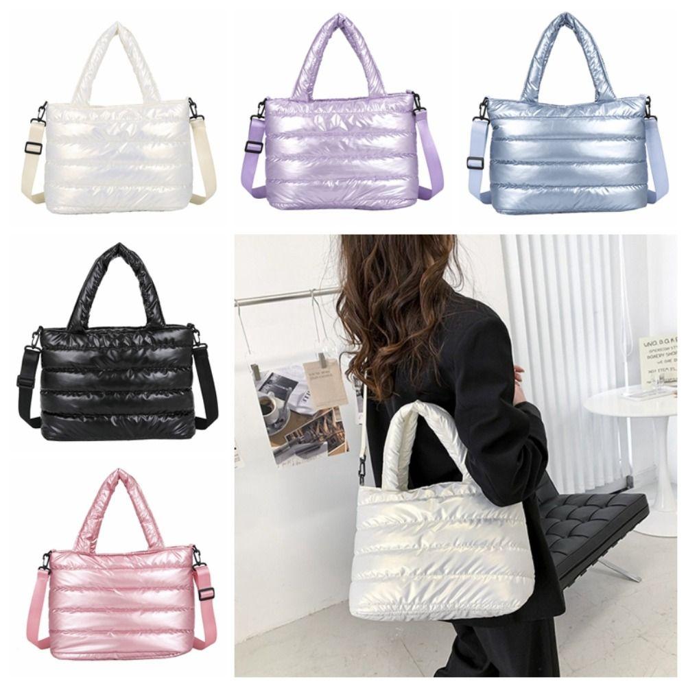 Большая вместительная стеганая сумка-тоут в корейском стиле из хлопка и пуха Сумка через плечо Cloud Shopping