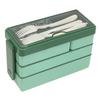 Ланч-бокс Портативный многоразовый 3-слойный дизайн Bento Box с набором ложек для вилок и резака для домашнего школьного офиса