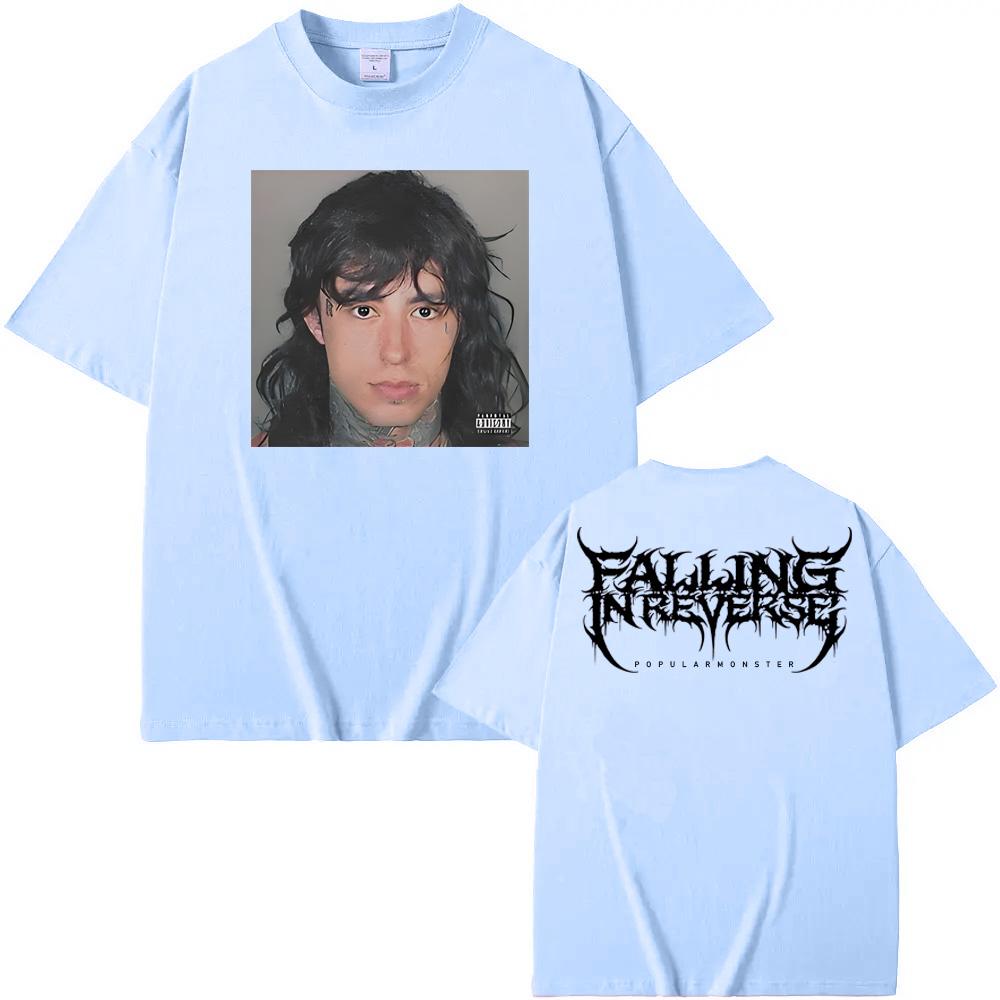 Falling In Reverse T Shirt Sleeve Fashion Tee-shirt Summer Casual Tshirt Popular Monster Cover and Back Logo 100%CottonTops