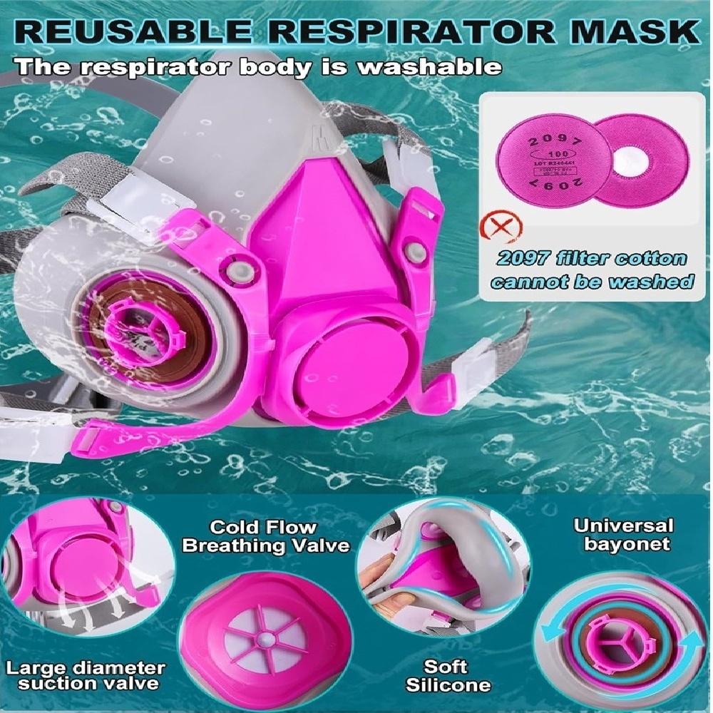 Маска-респиратор с фильтрами 2097, многоразовая маска-респиратор для смолы, химикатов, распыления краски, уборки и т. д.