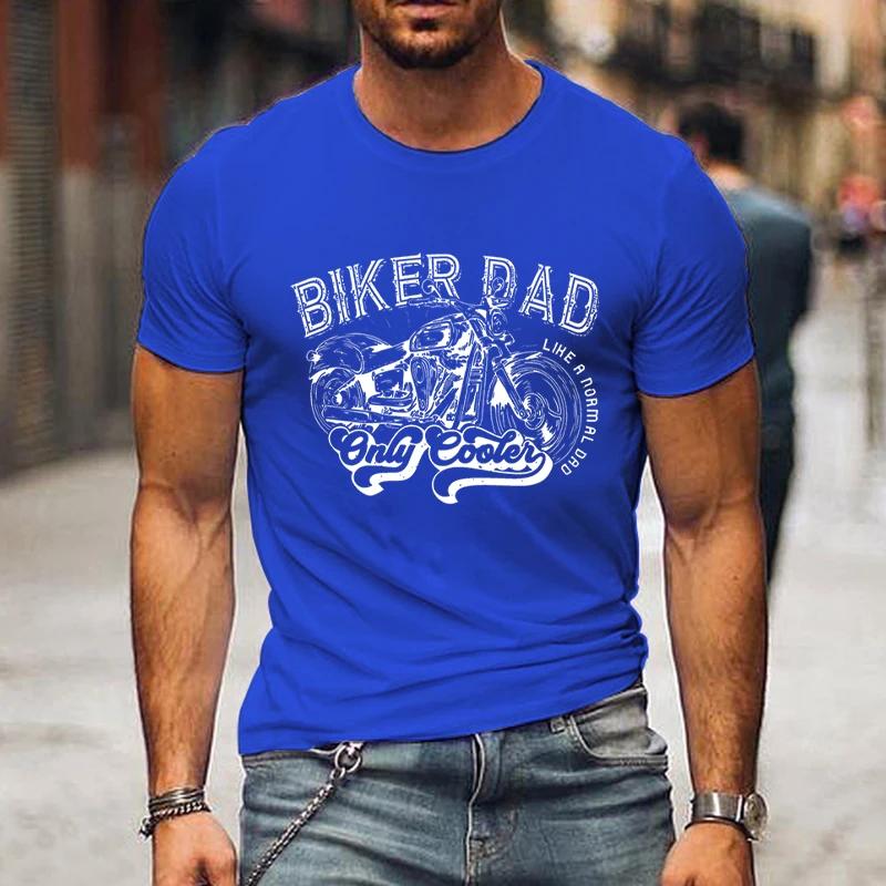 Футболка для мужчин с изображением мотоцикла, принт «Байкер-папа», короткий рукав, классическая уличная футболка, мужские рубашки на День отца, свободные летние футболки
