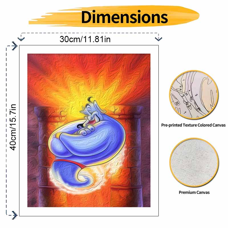 Disney Aladdin Genie DIY Oil Painting Art Painting Kit Home Wall Decor Handmade Gift Creative Craft Aesthetic Room Decor Modern Art
