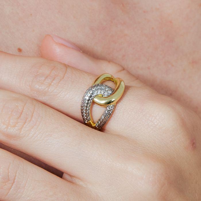 Bague - LUXENTER - Denan - alliage métallique - or jaune 18 carats - zircone 17 mm