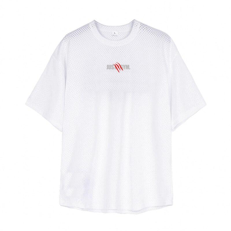 Muscleguys New Style Men's Simple Hollow Breathable Short-sleeve Summer Fitness Sport Sweat-wicking T-Shirts Polyester Mesh