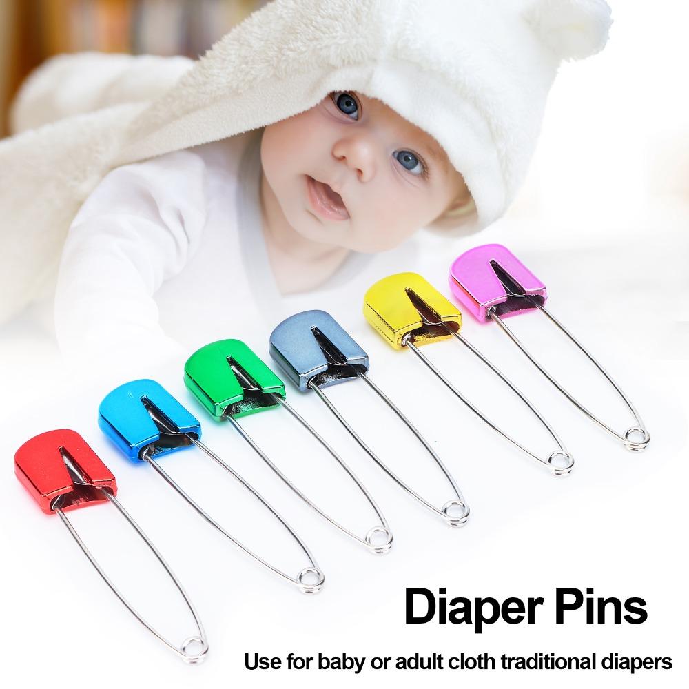 100pcs Stainless Steel Safety Pins Assorted Color Cloth Diaper Pins Safe Diaper Pins For Knitting
