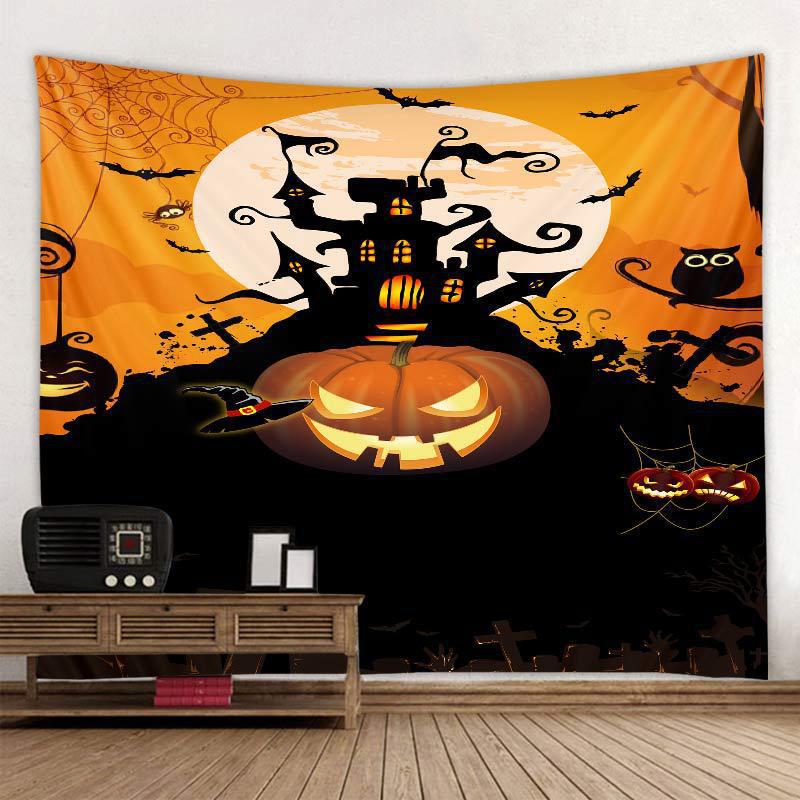 Happy Halloween Tapestry Wall Hanging Home Decor Horror Pumpkin Blanket Witch Aesthetics Living Room Tapestry Decoration