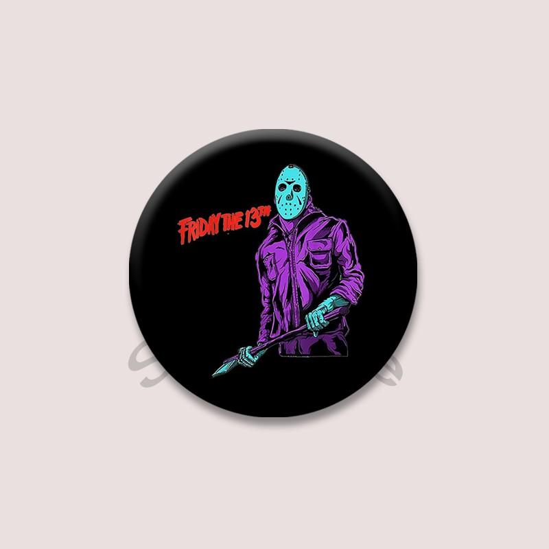 Creative I Love Horror Movie Badges Cartoon Round Brooches on Backpack Jacket Acrylic Button Pins Jewelry Fans Collection Gifts