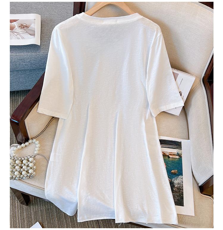 Длинная футболка с коротким рукавом, женская модная футболка больших размеров со свежим бантом и принтом