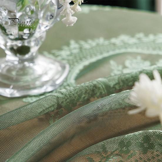 Retro Table Cloth See-through Hollow Out Lace Romantic Style Round Shape Ruffle Floral Embroidery Table Protection Banquets Party Decoration