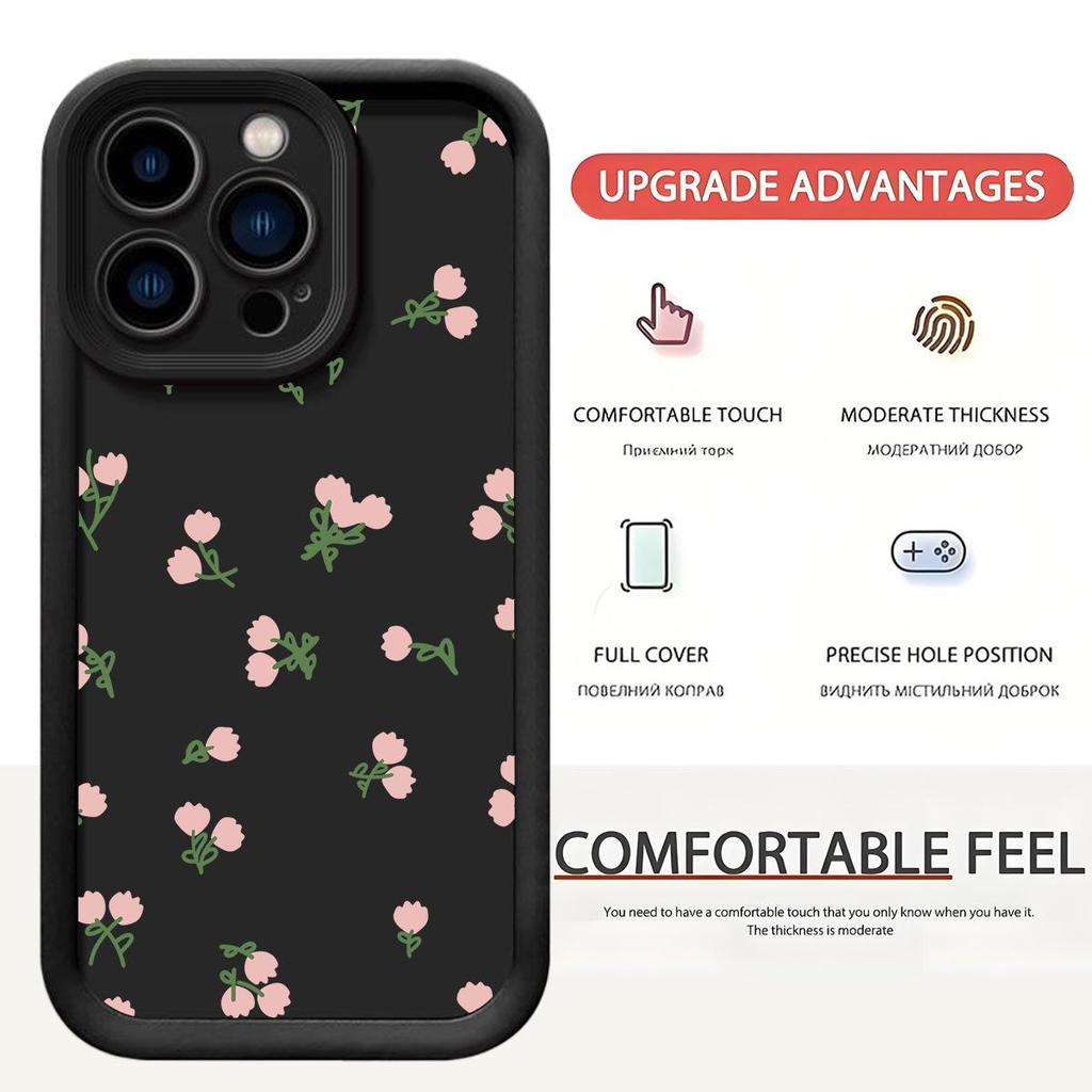 Pink Floral Sandstone Staircase iPhone 15/16/17 Case with Black Grooves
