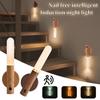 Wireless Magnetic LED Wood Wall Lamp Creative Intelligent Motion Sensor Night Light 3 Colors Dimming Rechargeable Cabinet Light
