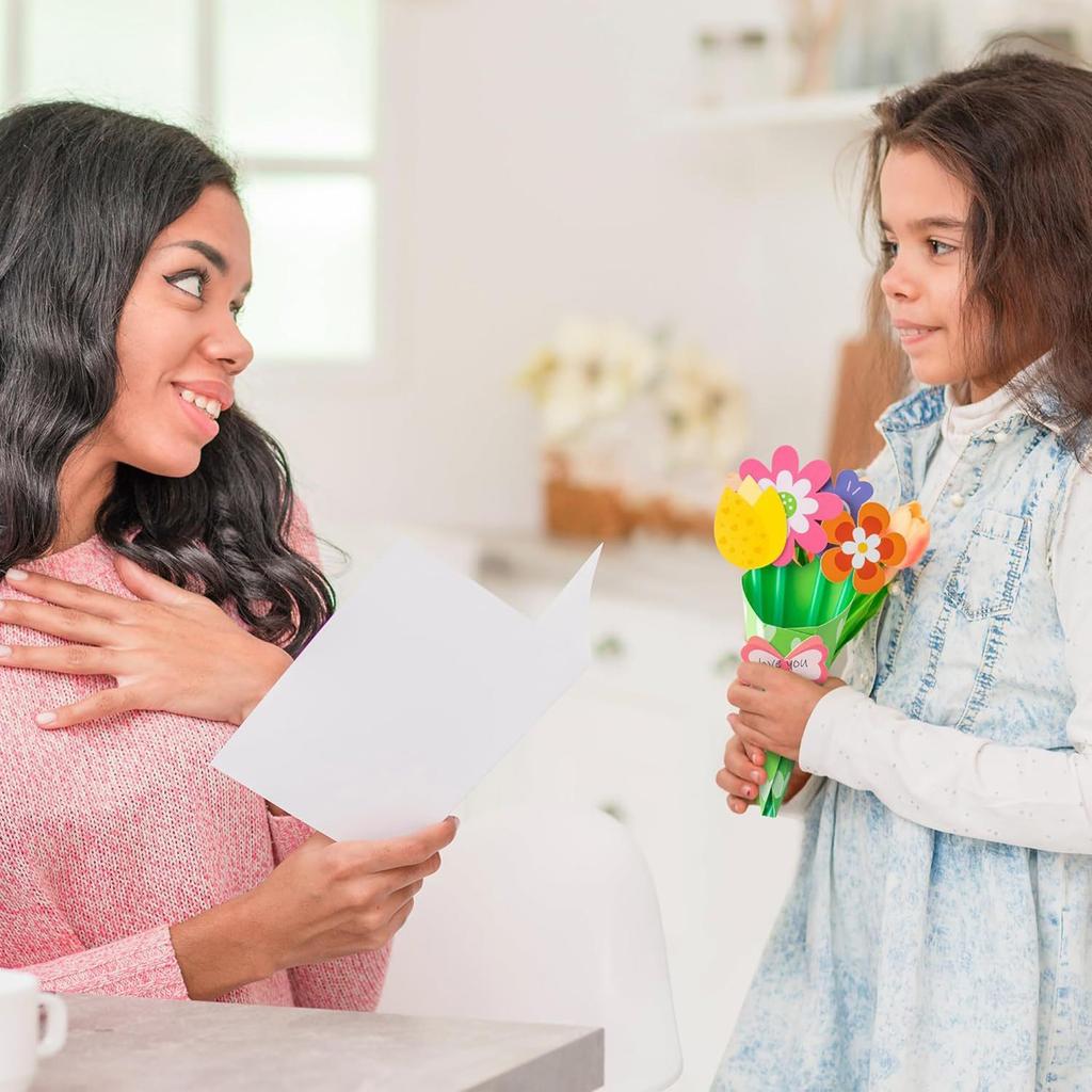 Набор для создания букета цветов из 12 предметов. Букет цветов на День матери. Поделки для детей. Создайте свой собственный букет цветов. Набор поздравительных открыток с цветами.