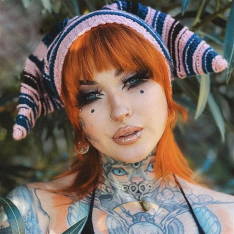 Новая вязаная крючком смешная персонализированная шапка-пуловер с черепом и ушками кролика для взрослых