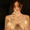 Mesh Full Finger Lace Bow Wedding Dress Accessories Bride Gloves Wedding Gloves Performance Mittens