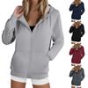 Women's Fashion Casual Sweatshirt Loose Zipper Cardigan Long Sleeve Hooded Jacket