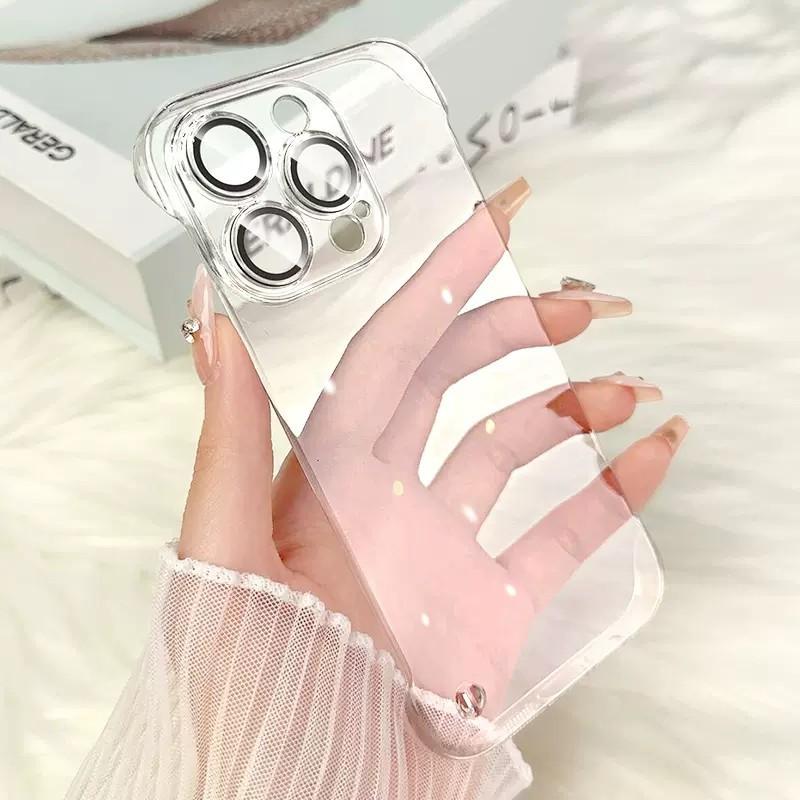 Подходит для iPhone17promax Гальванизированный Безрамочный Чехол для Мобильного Телефона Apple 16 Ультратонкий Прозрачный Защитный Чехол Пленка для Объектива