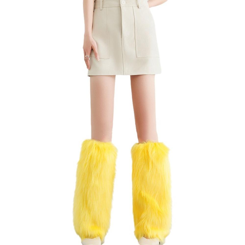 Y2K Furry Leg Warmers 40cm Long Tube Sock Foot Cover Lolita Boots Cover JK
