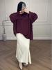 European & American Style Muslim Color-Block Long-Sleeve Top & Midi Skirt Set