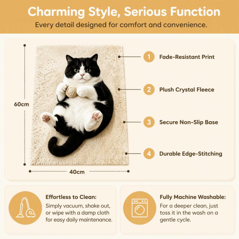 Pashmina Home Decor Carpet 2D Cartoon Carpet Cute Cat Area Rug Bedrooms