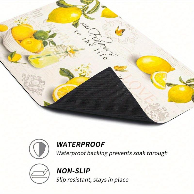 1pc Lemon Print Dish Drying Mat, Super Absorbent, Table Decoration for Spring/Summer Floral and Lemon Patterns