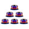 Ruifu 6-Piece Titanium Alloy M10 X 1.0 1.25 1.5 Mm Hex Nut Flange (M10 1.25mm, Burnish Blue)