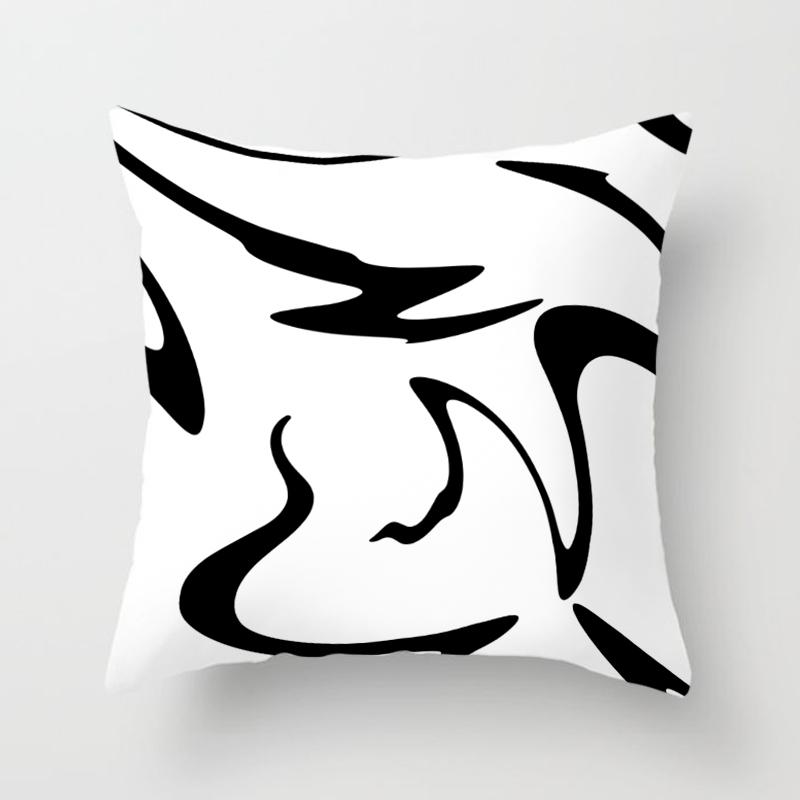 Black Geometric Square Pillowcase Printing Car Sofa Office Chair Pillowcase Simple Home Decoration