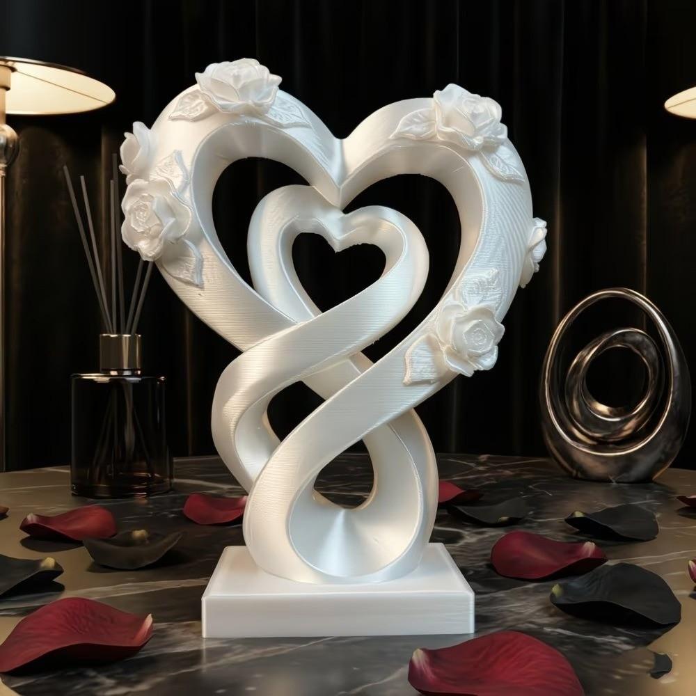 Modern Heart Rose Ornament Romantic Heart Statue Ornament Creative Love Ornament  Valentine’s Gift