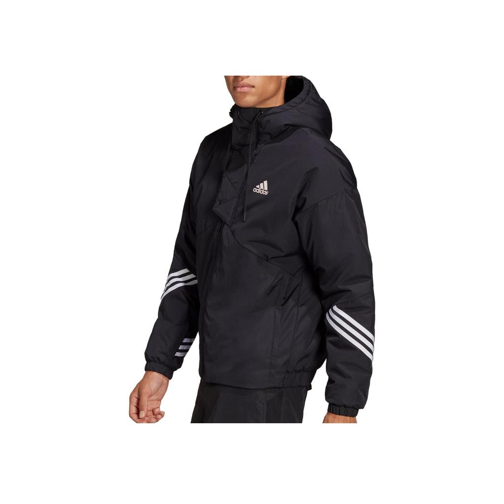 Adidas Куртка из хлопка с капюшоном и длинными рукавами, с логотипом Color Block, мужская, черная, H50969