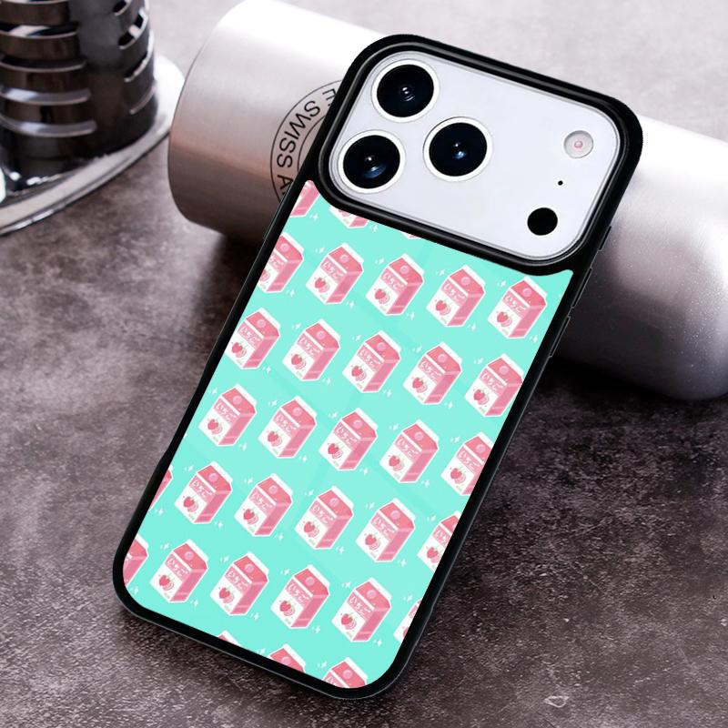 Милый чехол для телефона «Клубничное молоко» для iPhone 17 16 15 Pro Max Air 14 13 12 11 Plus Ударопрочный чехол