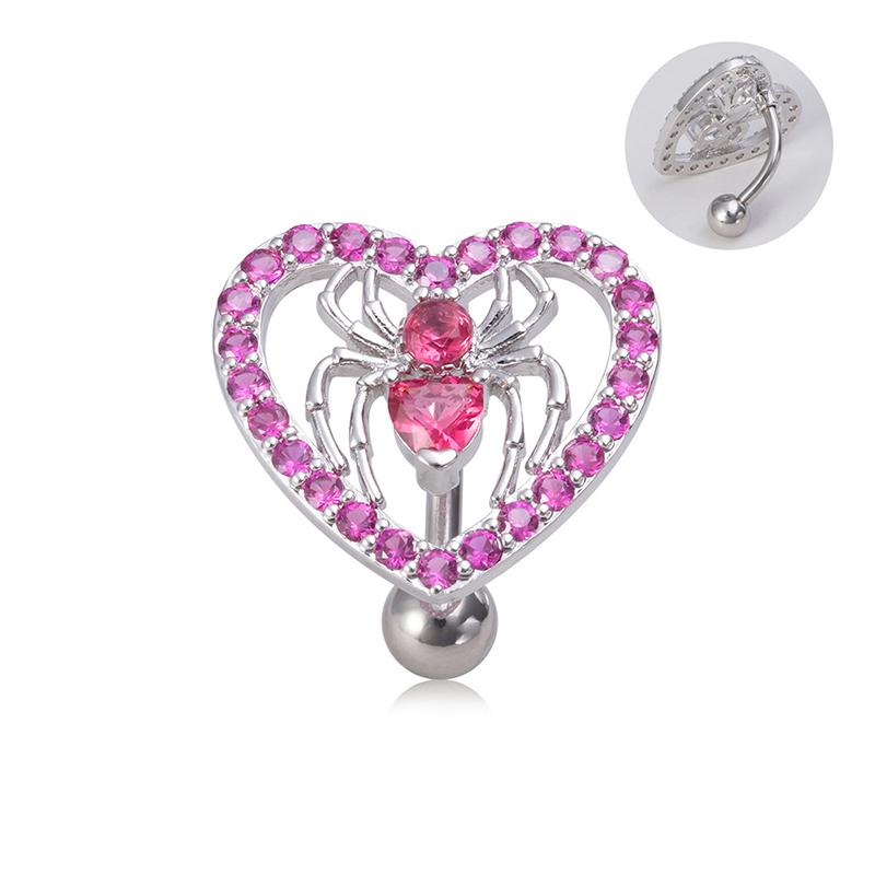 Кольцо в виде паука в форме сердца для пирсинга пупка, перевернутая изогнутая планка, украшения для тела