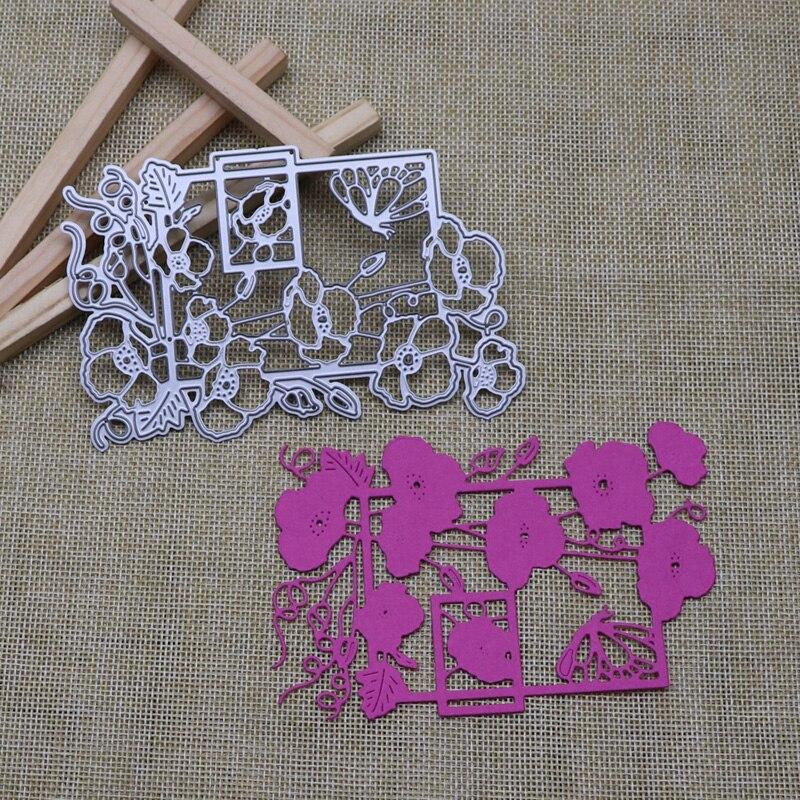 Flower Leaf Bud Butterfly Rectangle Metal Cutting Dies Stencil For DIY Scrapbooking Embossing Craft