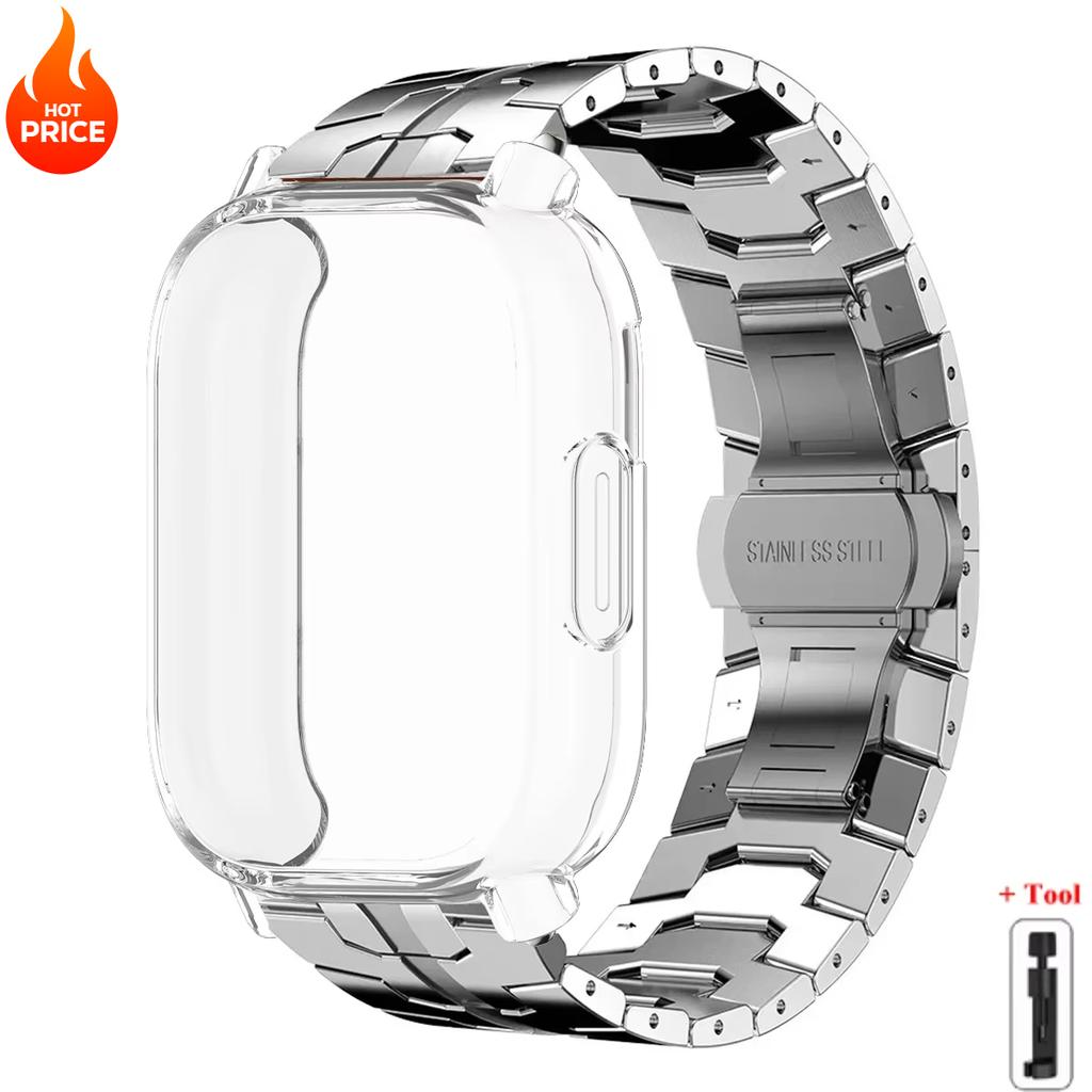 Чехол+Ремешок Для Redmi Watch 5 Active Мягкий ТПУ Чехол Для Xiaomi Redmi Watch 5 Lite Роскошный Металлический Ремешок Для Часов Браслет из Нержавеющей Стали