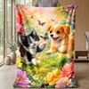 Kitten and Butterfly Theme blanket Lightweight Warm Flannel Blanket Decorative Throw Blanket for Home Decoration
