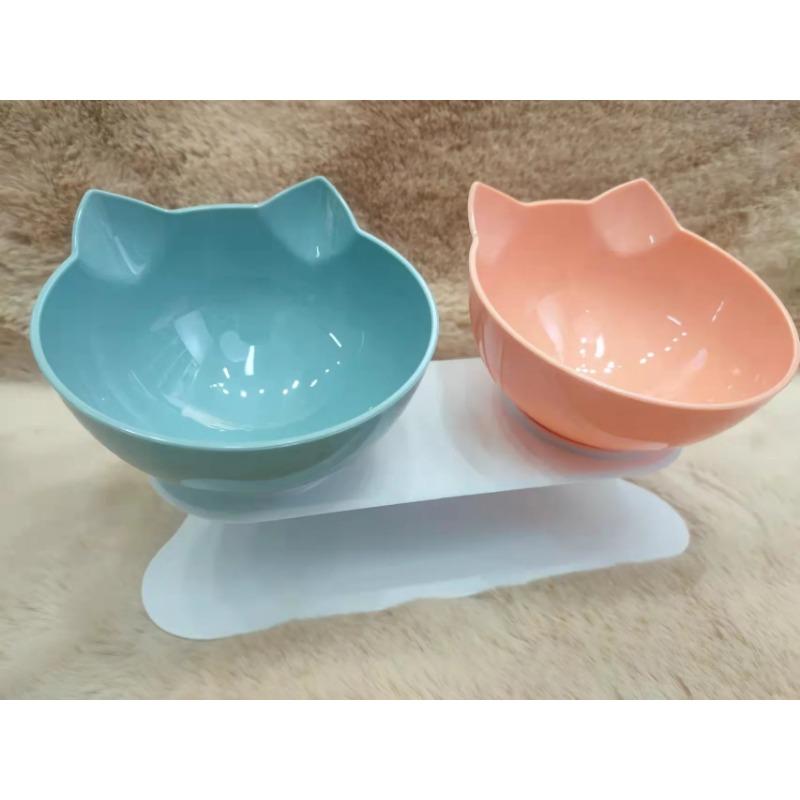 Non-Slip Double Cat Bowl Pet Water Food Feed Dog Bowls Pet Bowl with Inclination Stand Cats Feeder Feeding Bowl Kitten Supplies