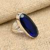 Blue Sapphire Lab-Created Gemstone Handmade 925 Sterling Silver Jewelry Ring For Women